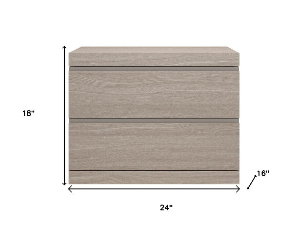 18" Beige Wood Two Drawer Nightstand — view 6