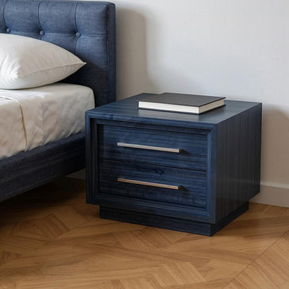 21" Sapphire Blue Wood Two Drawer Nightstand HomeRoots