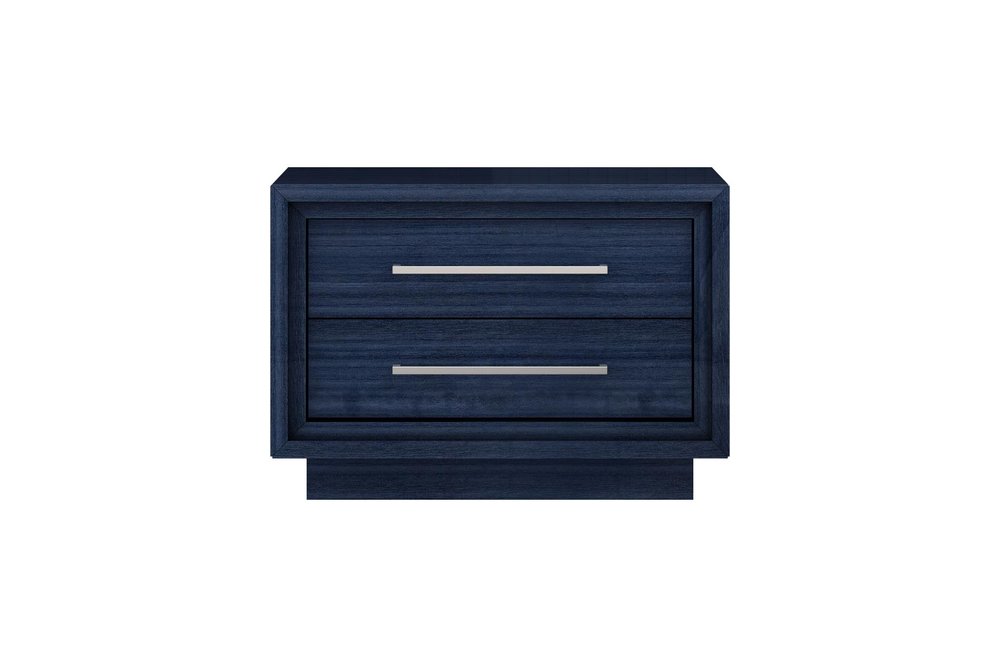 21" Sapphire Blue Wood Two Drawer Nightstand HomeRoots