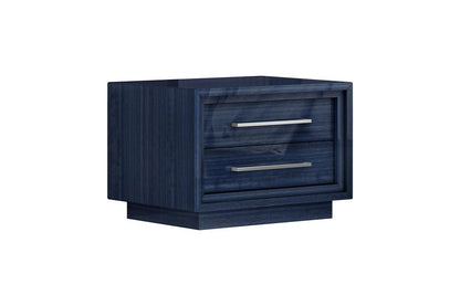 21" Sapphire Blue Wood Two Drawer Nightstand HomeRoots