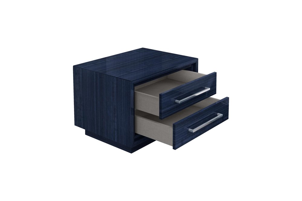 21" Sapphire Blue Wood Two Drawer Nightstand HomeRoots