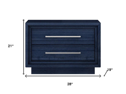 21" Sapphire Blue Wood Two Drawer Nightstand HomeRoots