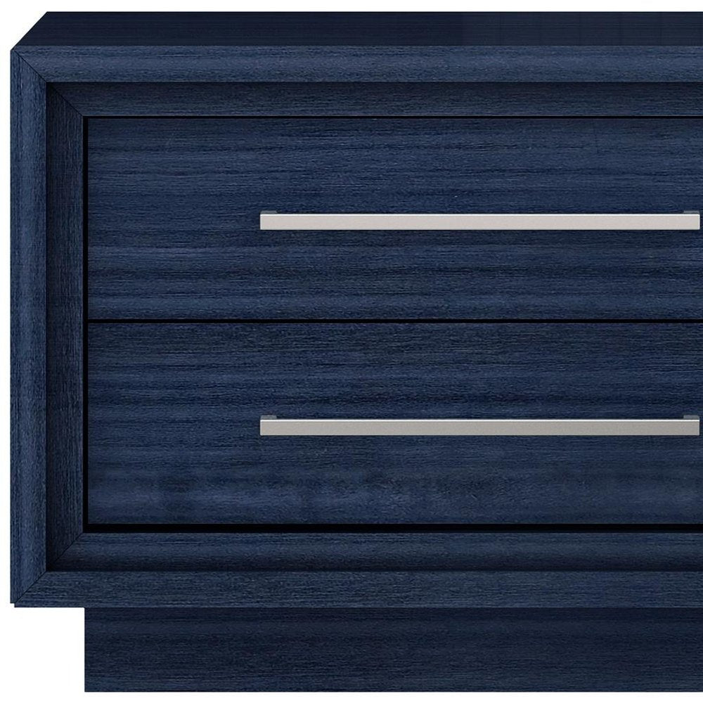 21" Sapphire Blue Wood Two Drawer Nightstand — view 5