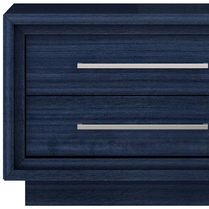 21" Sapphire Blue Wood Two Drawer Nightstand HomeRoots
