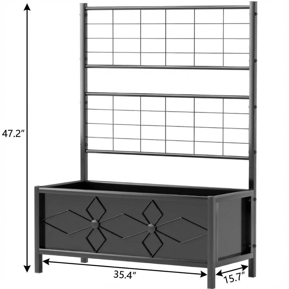 47" X 35" Black Steel Rectangular Planter Box — view 3