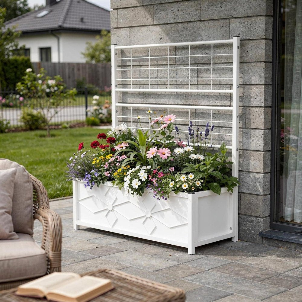 47" X 35" White Steel Rectangular Planter Box — view 2