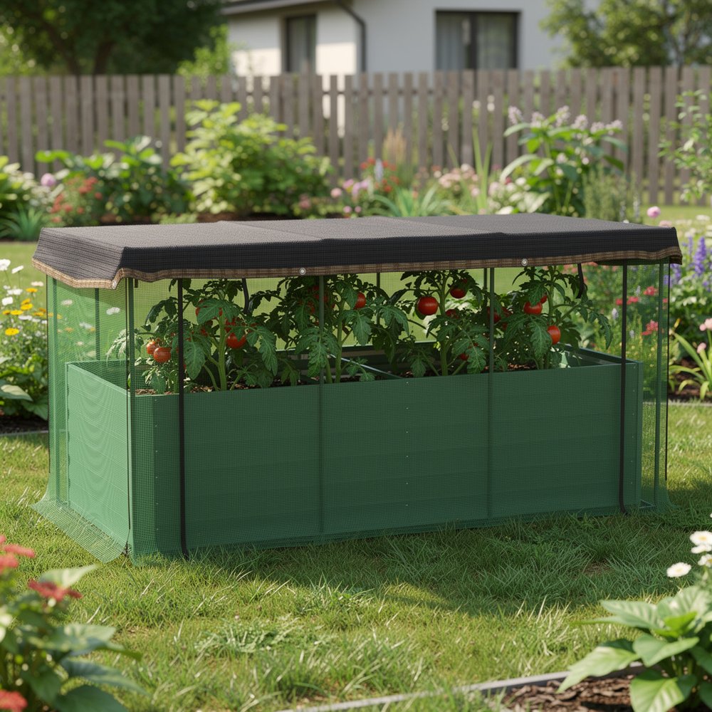 43" X 91" Green Steel Rectangular Planter Box — view 3