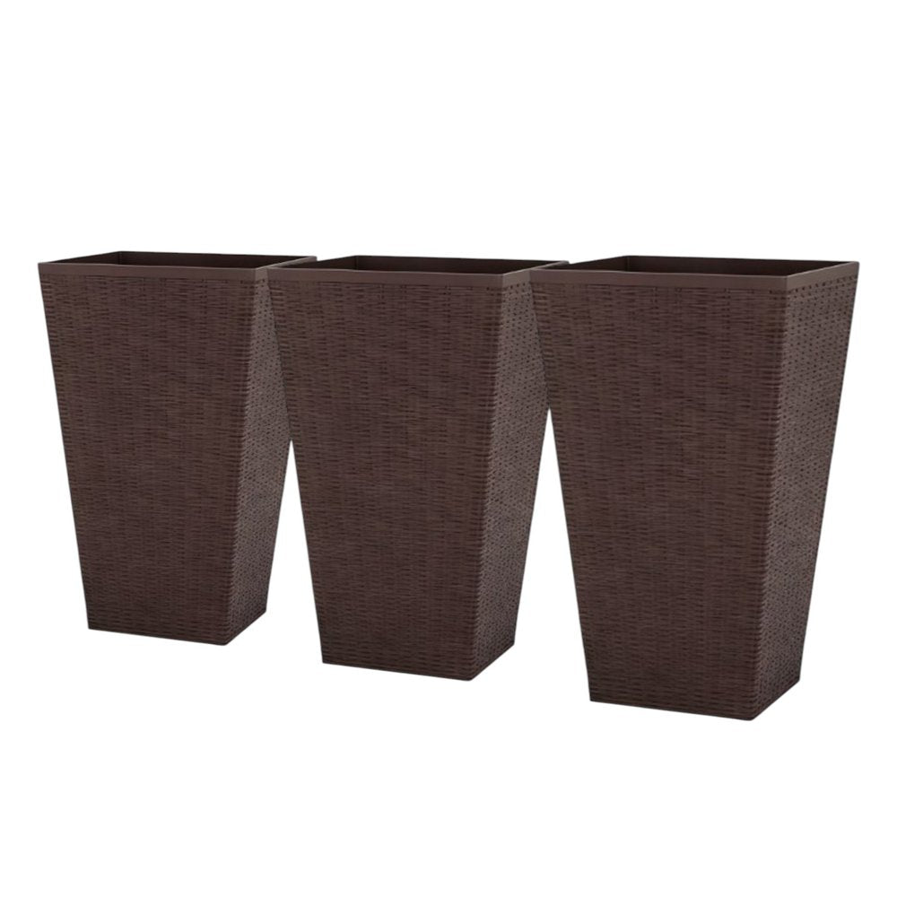 Set of Three Brown Recycled Plastic Rectangular Planter Box — view 5