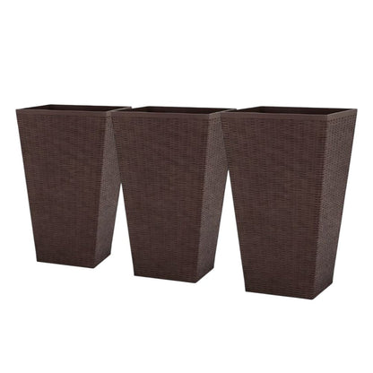 Set of Three Brown Recycled Plastic Rectangular Planter Box