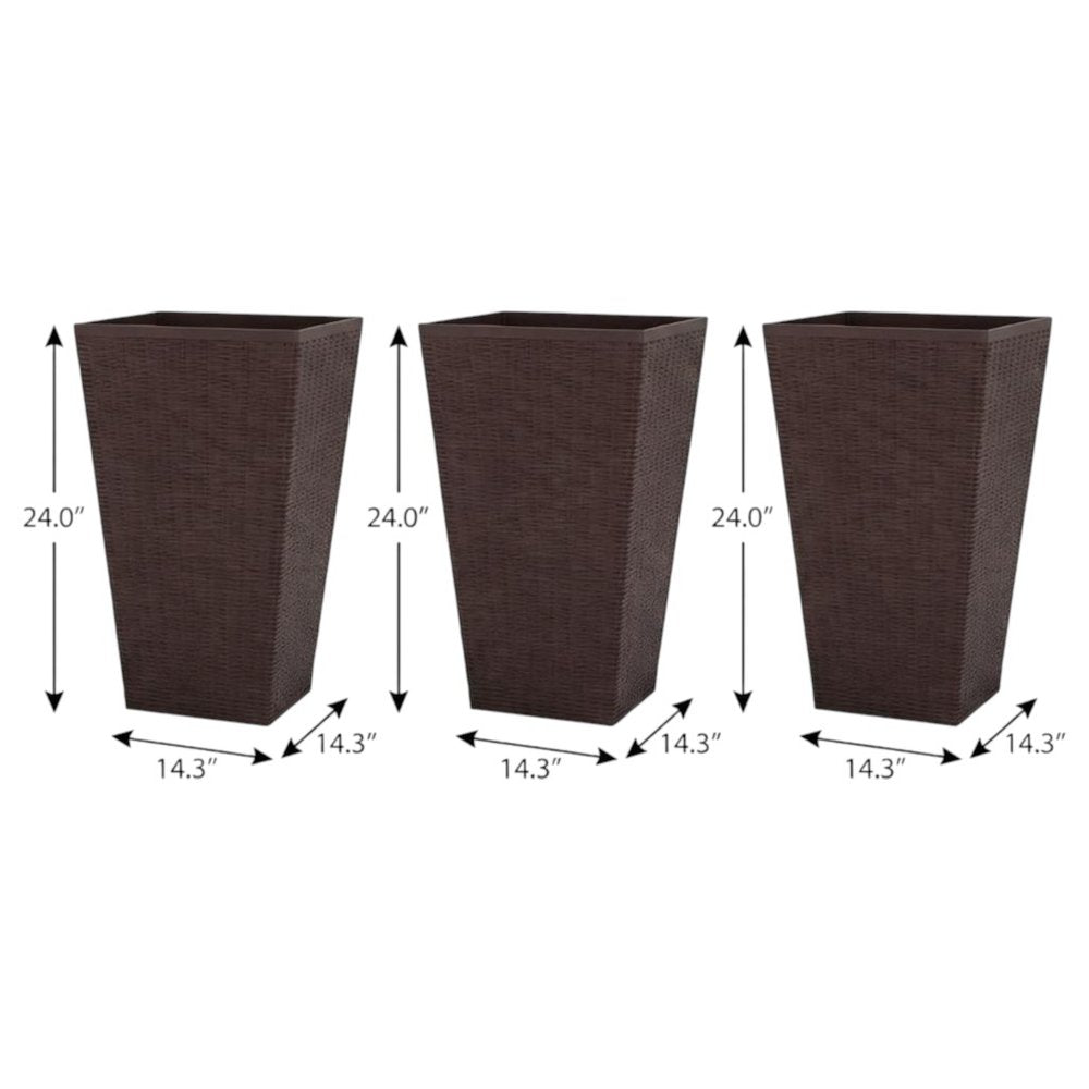 Set of Three Brown Recycled Plastic Rectangular Planter Box — view 7