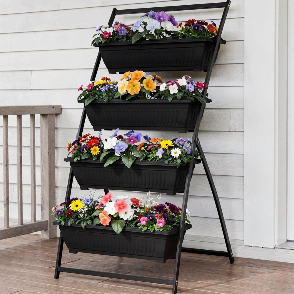 64" X 30" Black Recycled Plastic Rectangular Planter Box — view 4