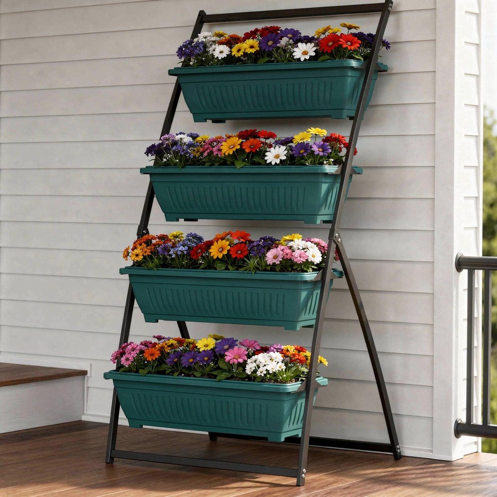 64" X 30" Green Recycled Plastic Rectangular Planter Box — view 4