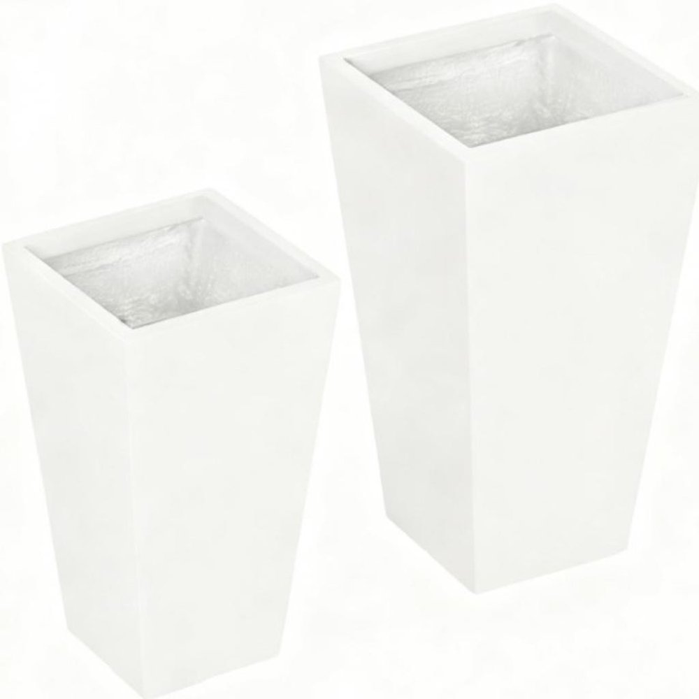 Set of Two White Magnesium Oxide Rectangular Planter Box — view 3