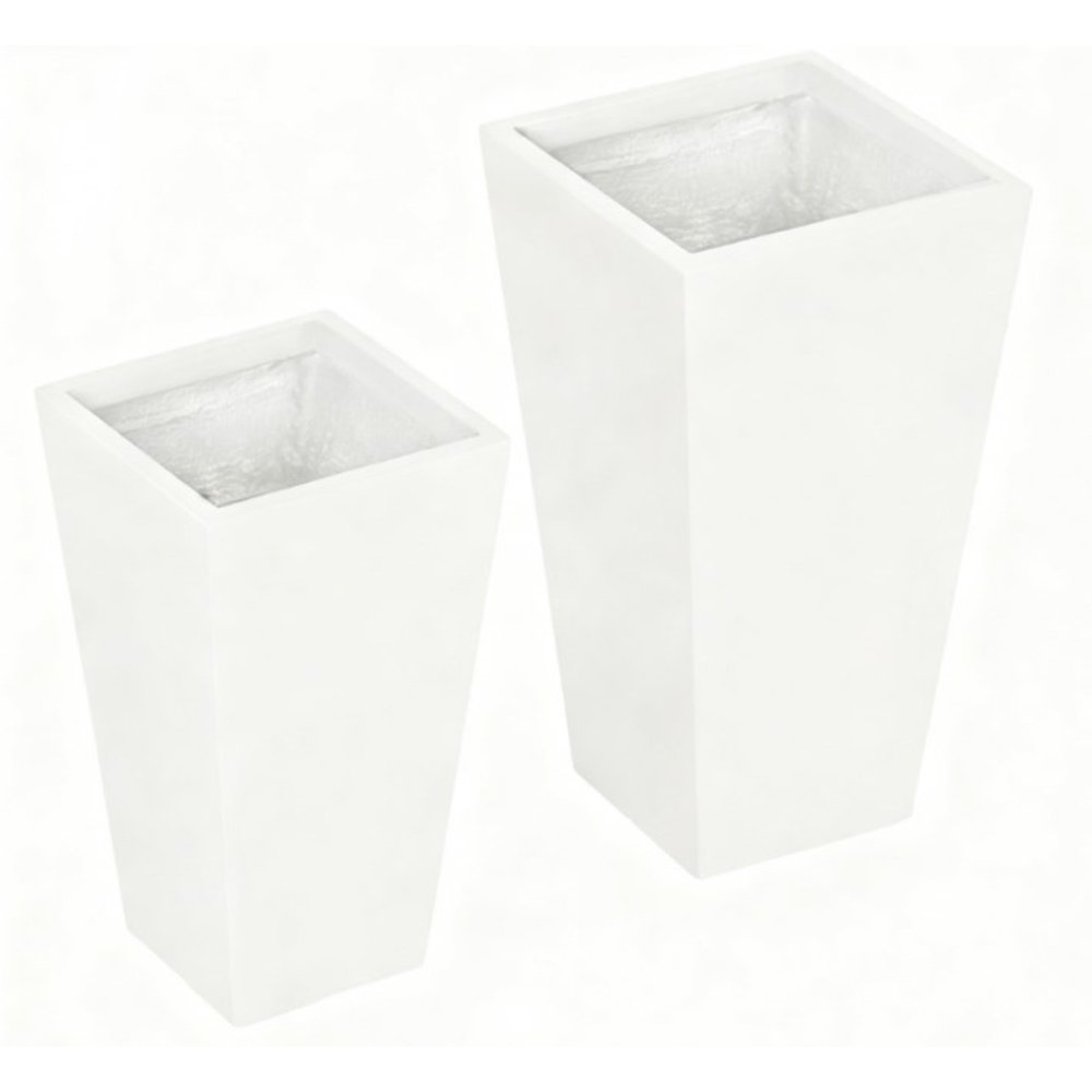 Set of Two White Magnesium Oxide Rectangular Planter Box — view 1