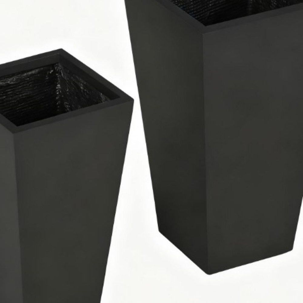 Set of Two Black Magnesium Oxide Rectangular Planter Box — view 2