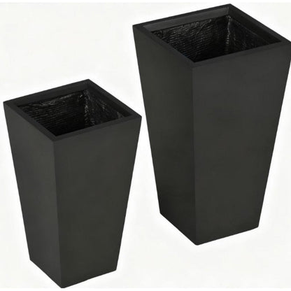 Set of Two Black Magnesium Oxide Rectangular Planter Box
