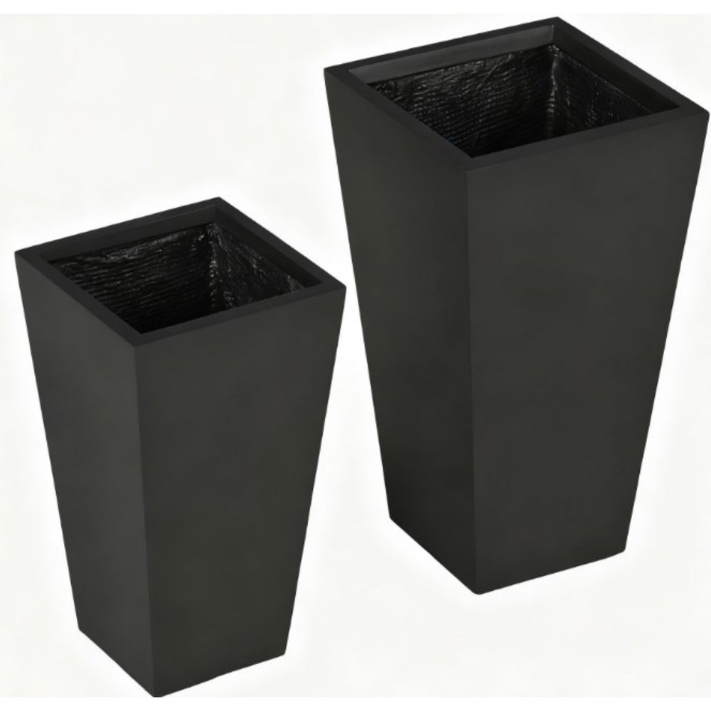 Set of Two Black Magnesium Oxide Rectangular Planter Box — view 1