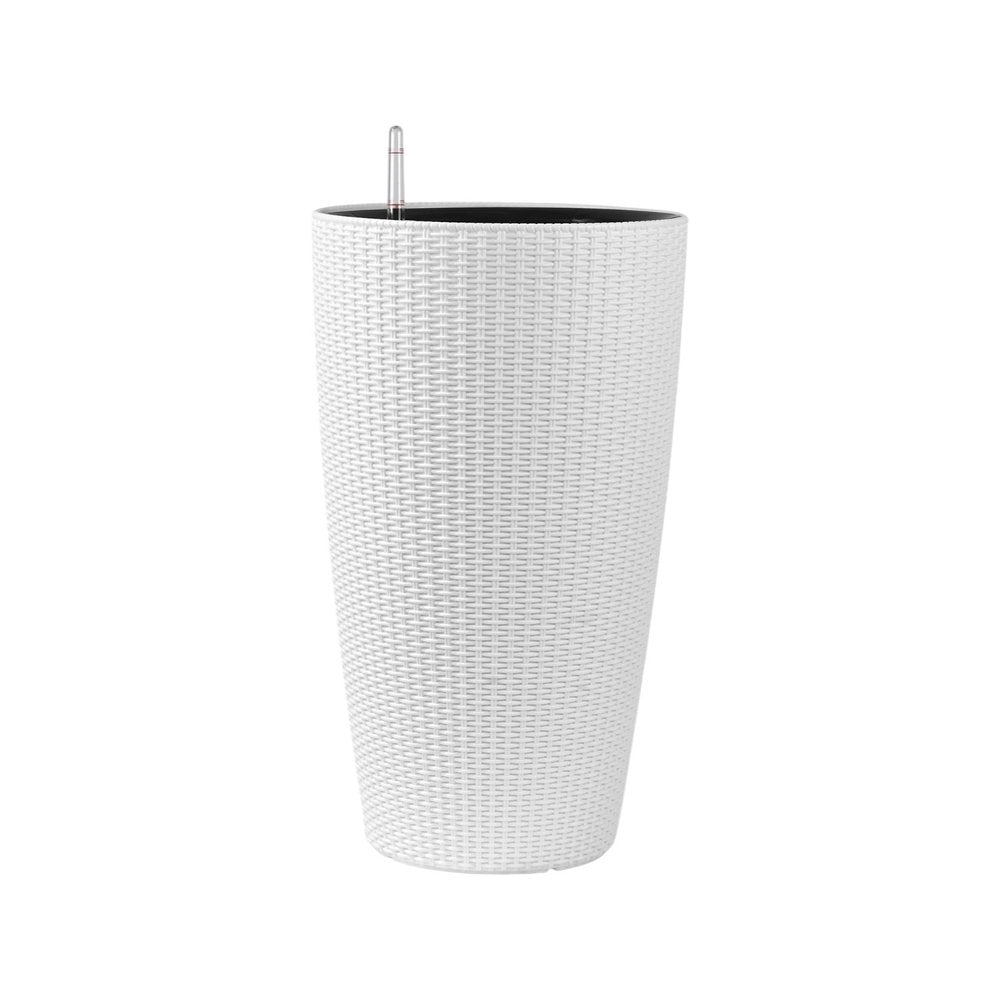 Set of Two White Recycled Plastic Round Self Watering Planter Box — view 3