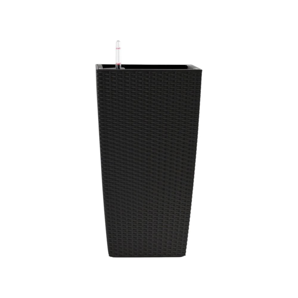 Set of Two Black Recycled Plastic Round Self Watering Planter Box — view 1