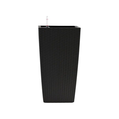 Set of Two Black Recycled Plastic Round Self Watering Planter Box