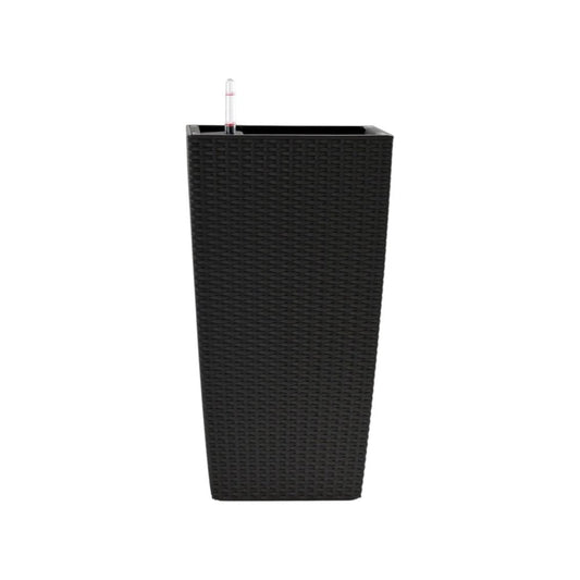 Set of Two Black Recycled Plastic Round Self Watering Planter Box
