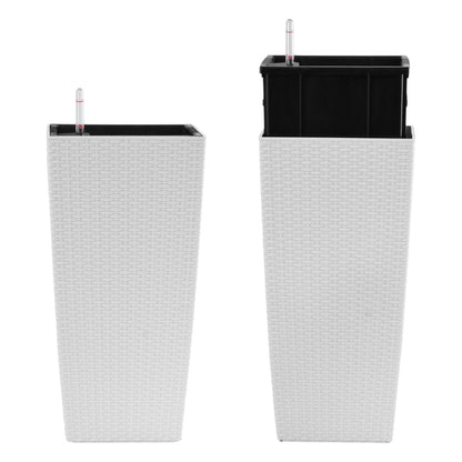 Set of Two White Recycled Plastic Rectangular Self Watering Planter Box
