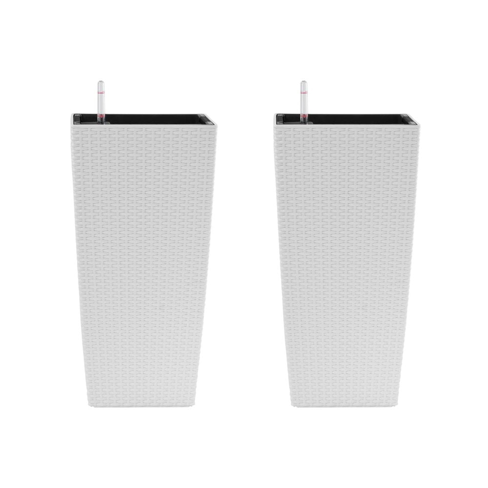 Set of Two White Recycled Plastic Rectangular Self Watering Planter Box — view 3