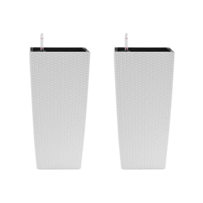 Set of Two White Recycled Plastic Rectangular Self Watering Planter Box