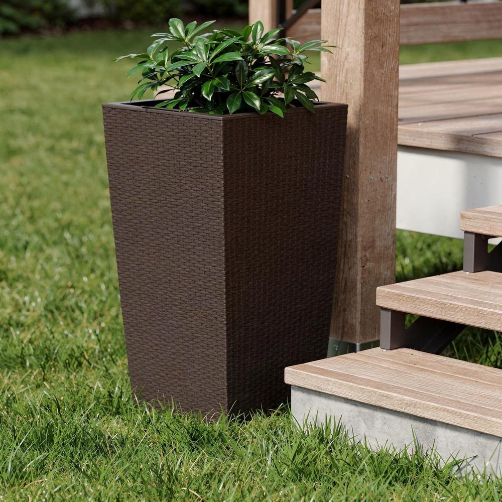 30" X 15" Brown Recycled Plastic Rectangular Self Watering Planter Box — view 3