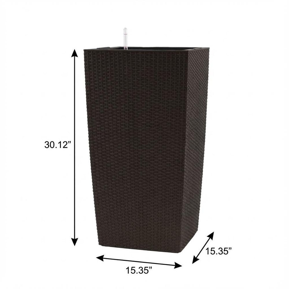 30" X 15" Brown Recycled Plastic Rectangular Self Watering Planter Box — view 5