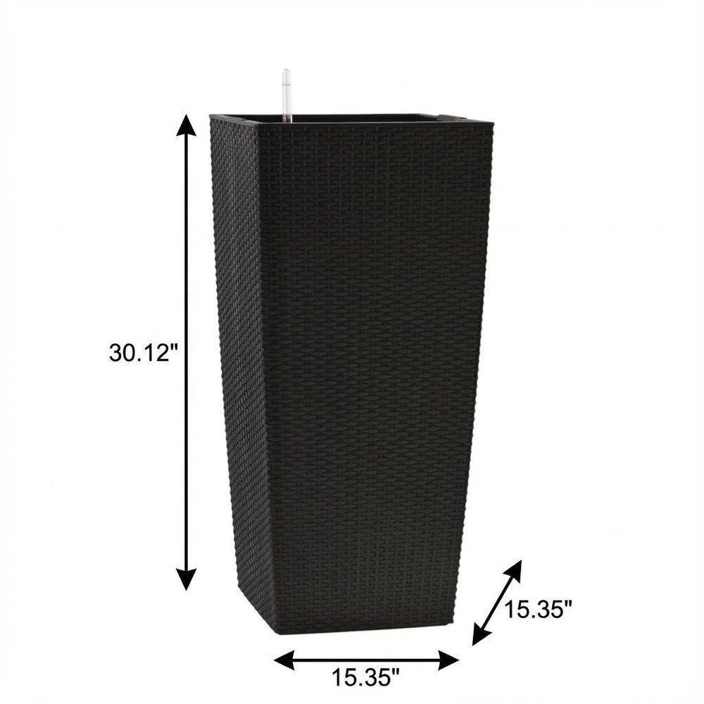 30" X 15" Black Recycled Plastic Rectangular Self Watering Planter Box — view 4