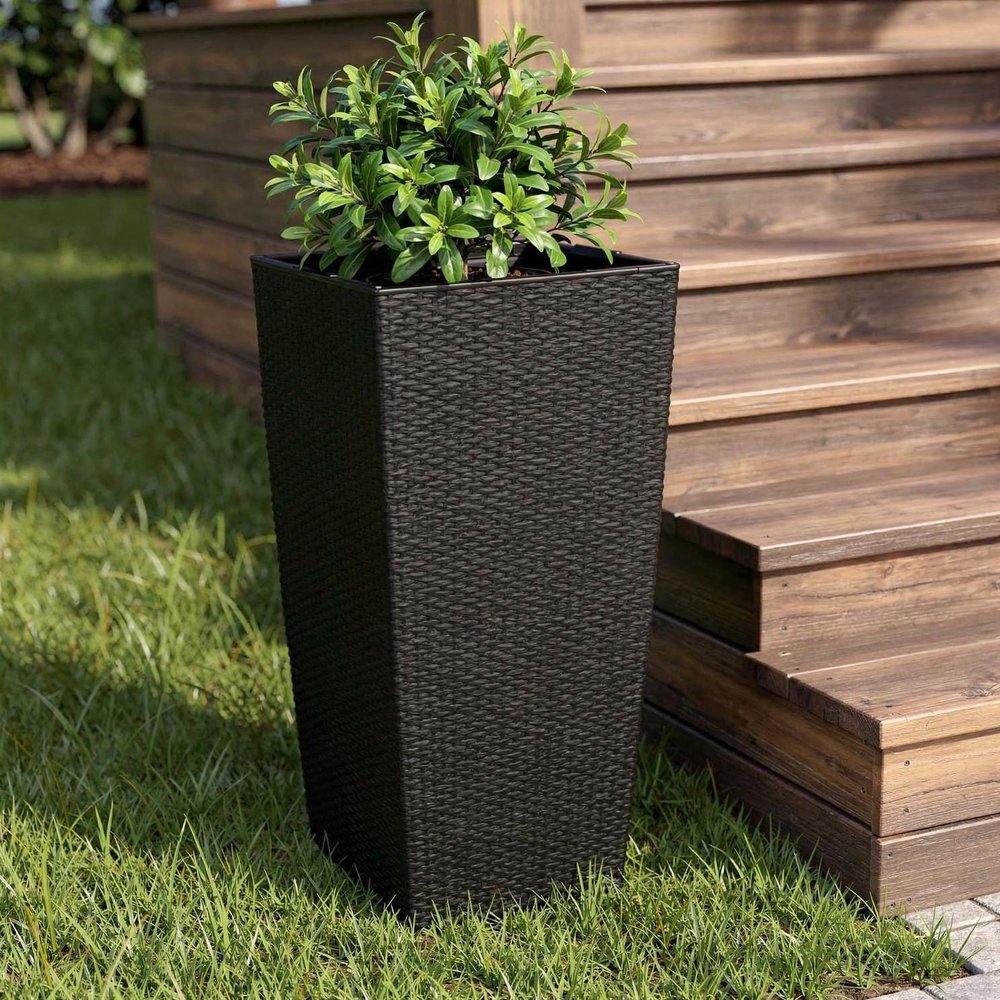 30" X 15" Black Recycled Plastic Rectangular Self Watering Planter Box — view 3