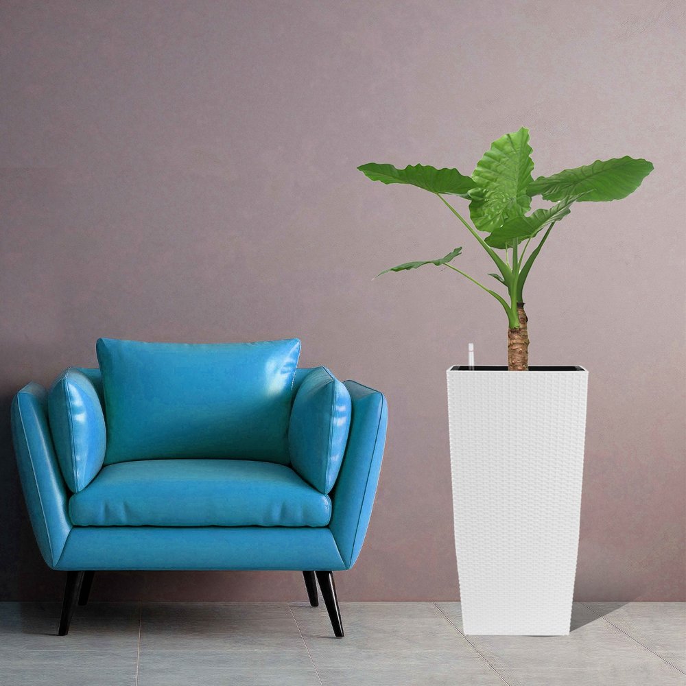30" X 15" White Recycled Plastic Rectangular Self Watering Planter Box — view 1