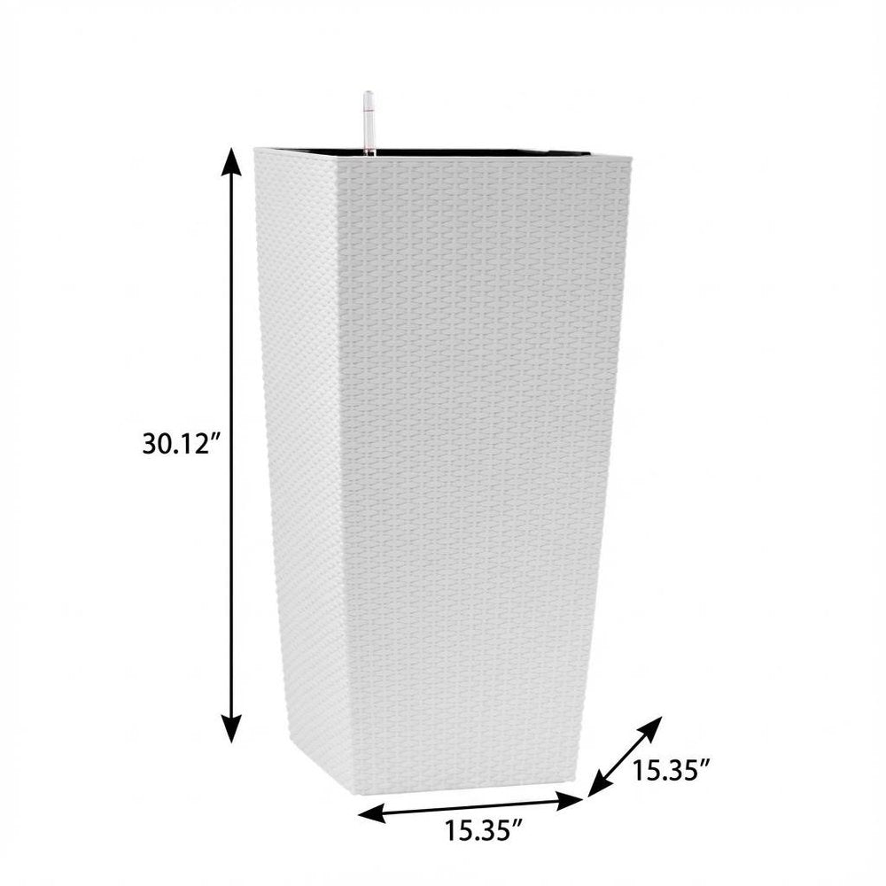 30" X 15" White Recycled Plastic Rectangular Self Watering Planter Box — view 6