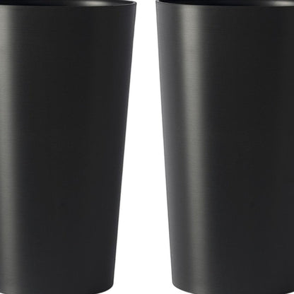 Set of Two Black Heavy Duty Plastic Cylindrical Planter Pots