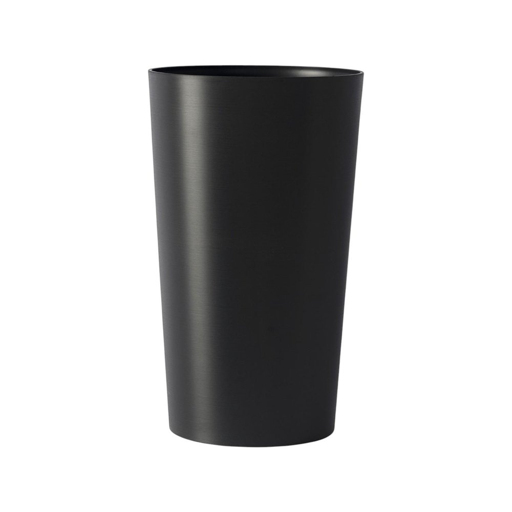Set of Two Black Heavy Duty Plastic Cylindrical Planter Pots