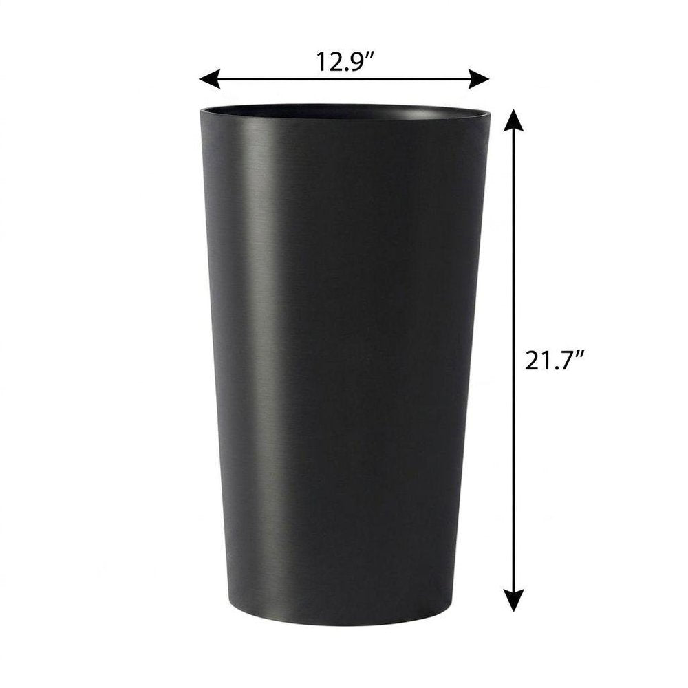 Set of Two Black Heavy Duty Plastic Cylindrical Planter Pots — view 7