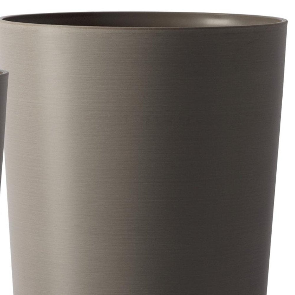 Set of Two Brown Heavy Duty Plastic Cylindrical Planter Pots — view 2