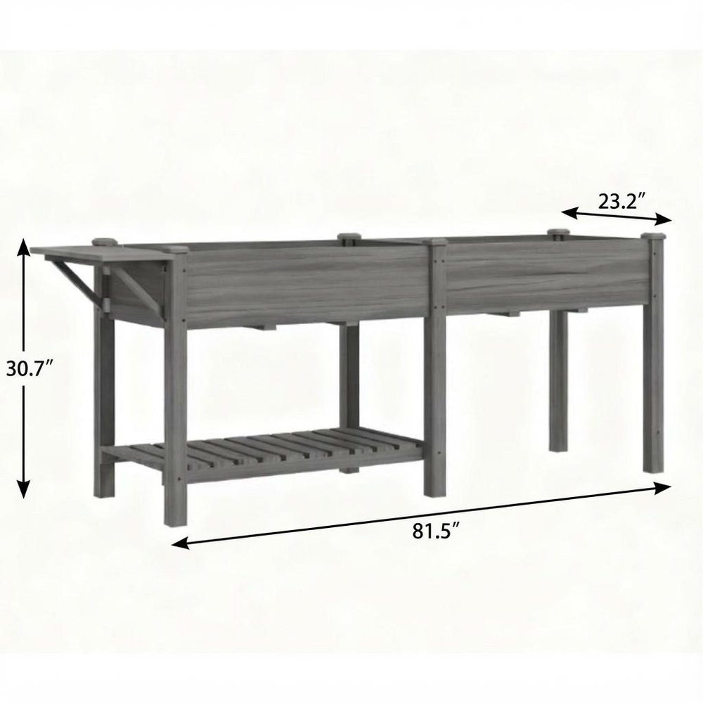 31" X 82" Light Gray Wood Rectangular Planter Box — view 5