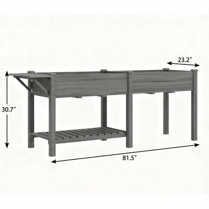 31" X 82" Light Gray Wood Rectangular Planter Box