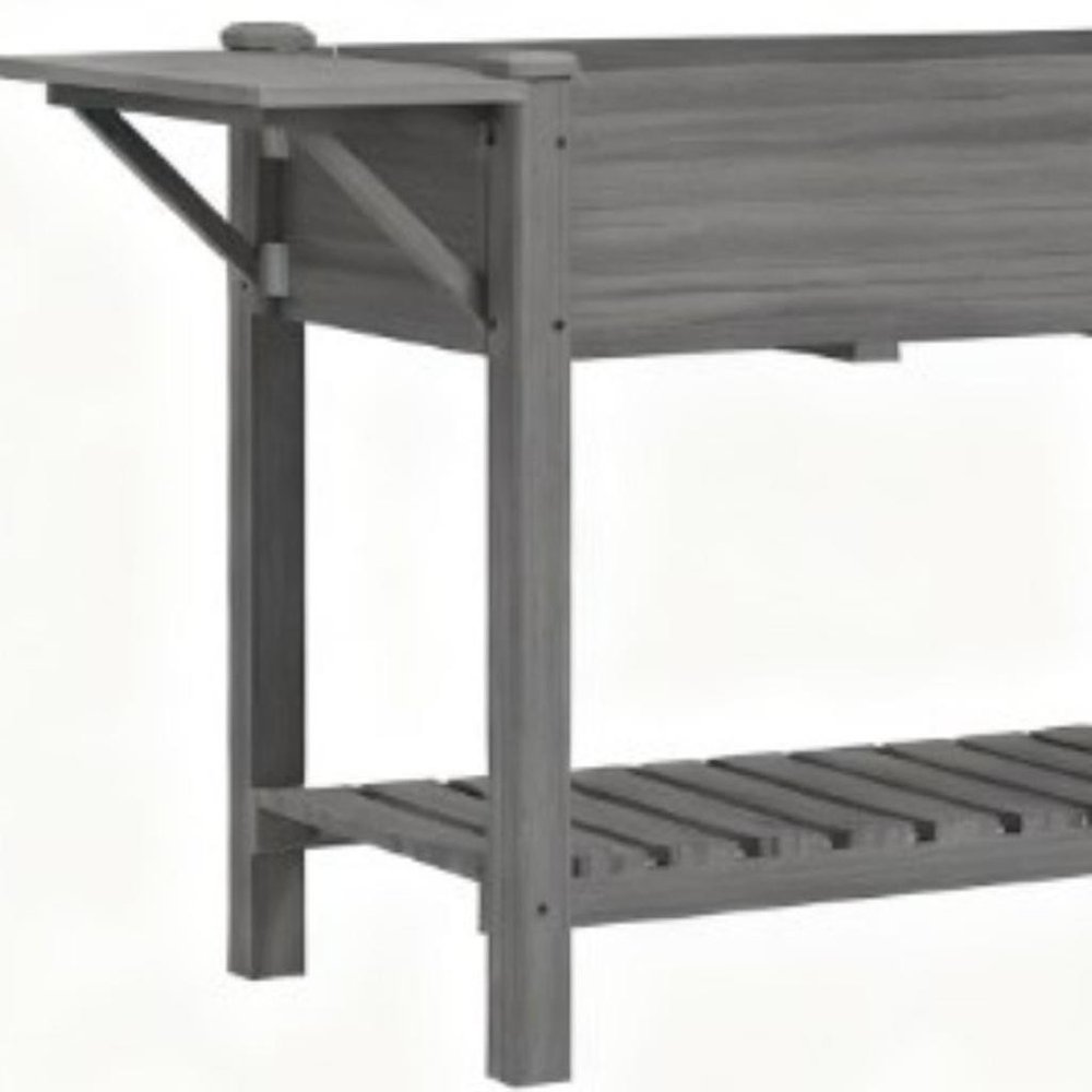 31" X 82" Light Gray Wood Rectangular Planter Box — view 3