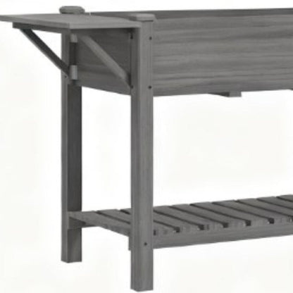 31" X 82" Light Gray Wood Rectangular Planter Box