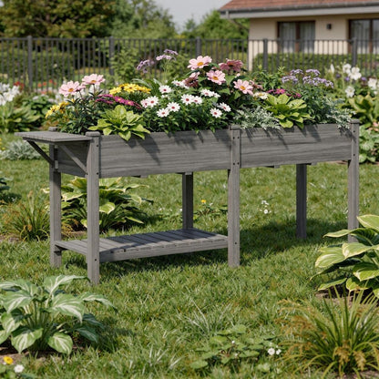 31" X 82" Light Gray Wood Rectangular Planter Box