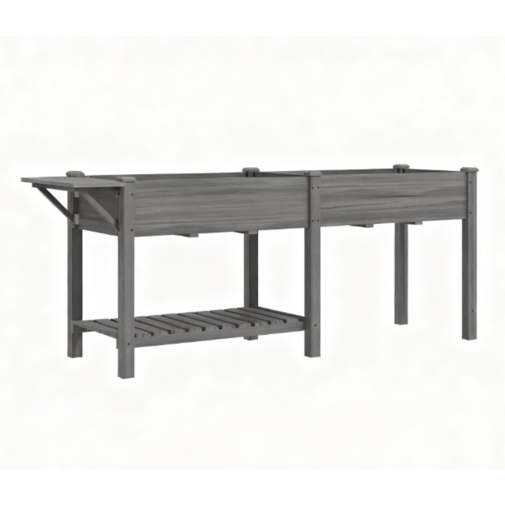 31" X 82" Light Gray Wood Rectangular Planter Box — view 1