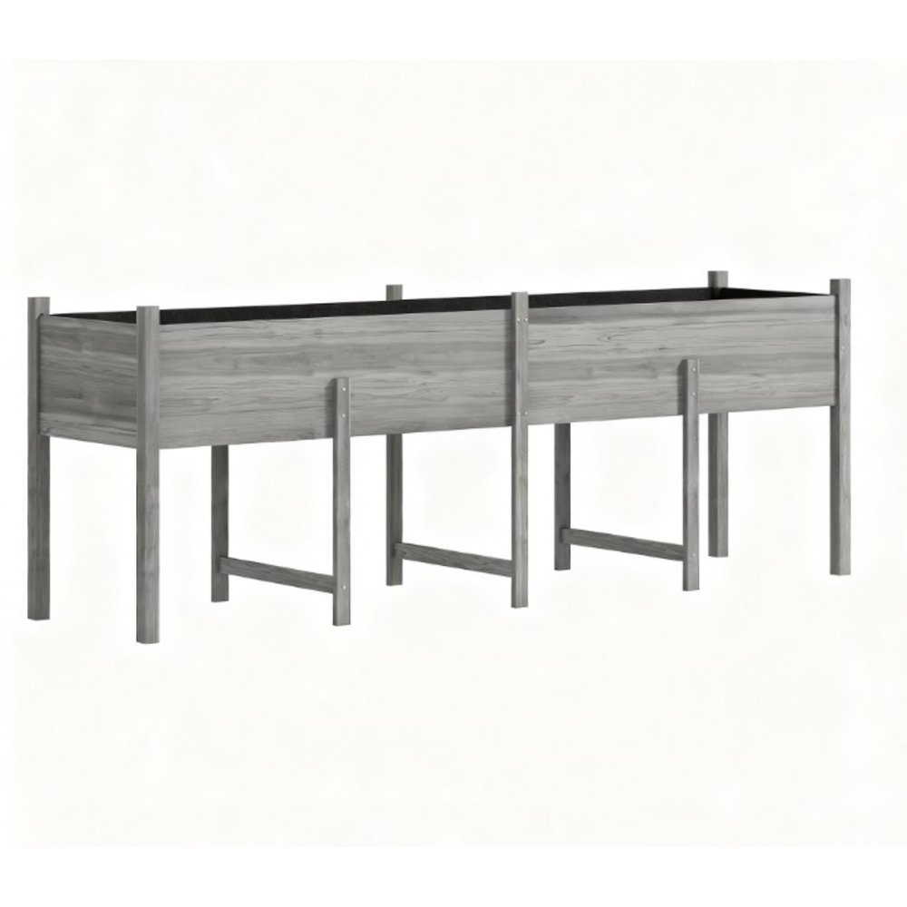 32" X 89" Light Gray Wood Rectangular Planter Box — view 1
