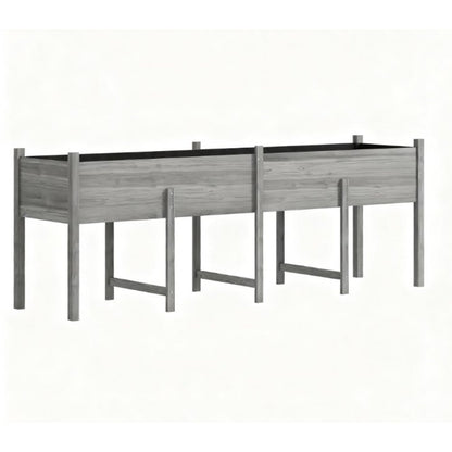 32" X 89" Light Gray Wood Rectangular Planter Box