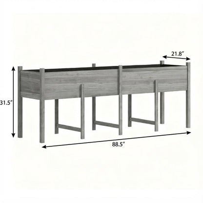 32" X 89" Light Gray Wood Rectangular Planter Box