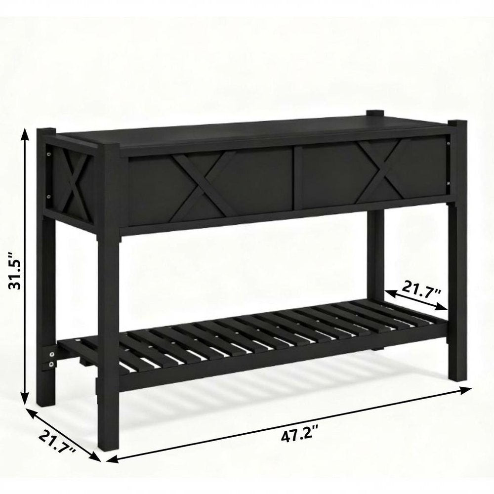 32" X 47" Black Wood Rectangular Planter Box — view 5