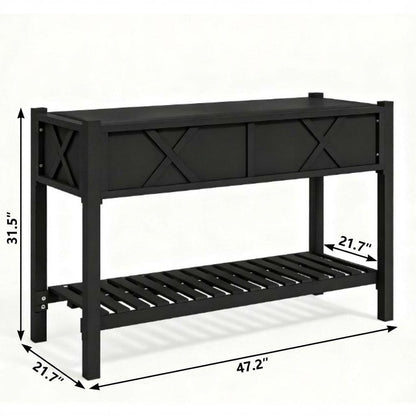32" X 47" Black Wood Rectangular Planter Box