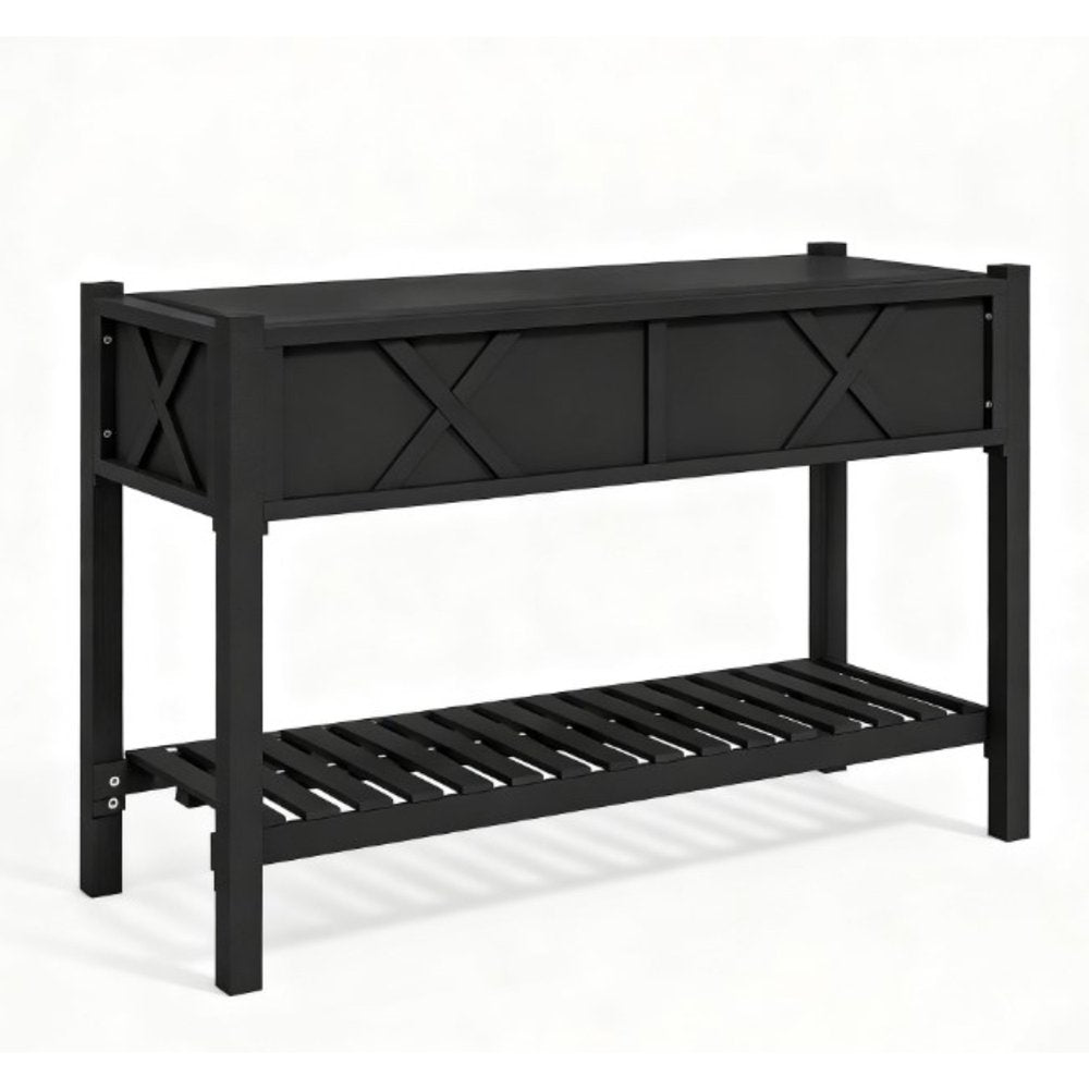 32" X 47" Black Wood Rectangular Planter Box — view 1